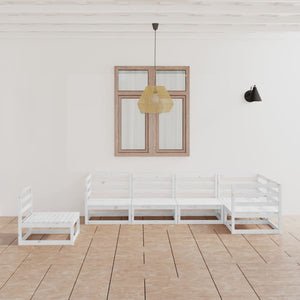 vidaXL Salon de jardin 6 pcs Blanc Bois de pin massif