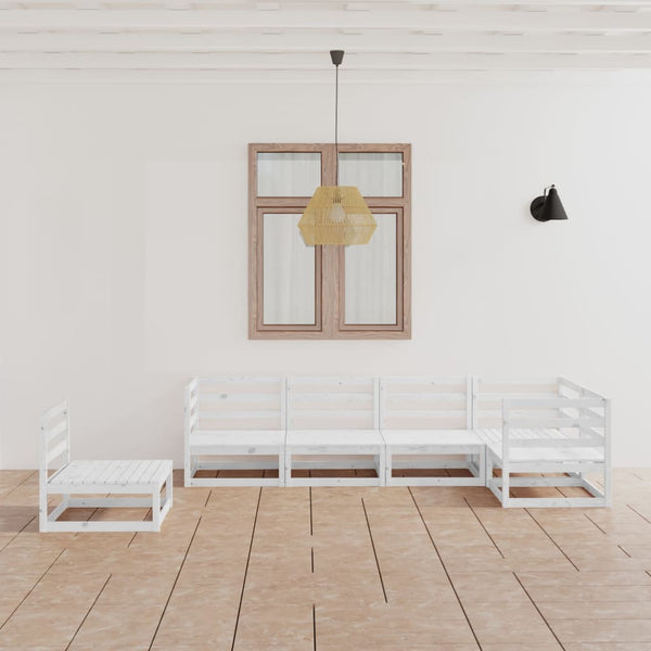vidaXL Salon de jardin 6 pcs Blanc Bois de pin massif