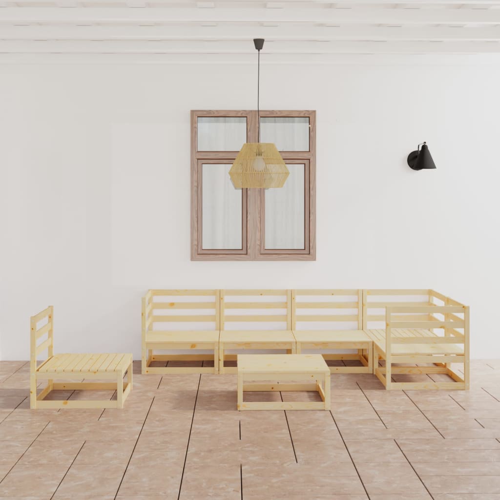 7-tlg. Garten-Lounge-Set Massivholz Kiefer