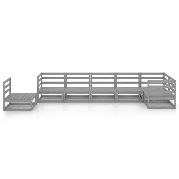 7-tlg. Garten-Lounge-Set Grau Massivholz Kiefer