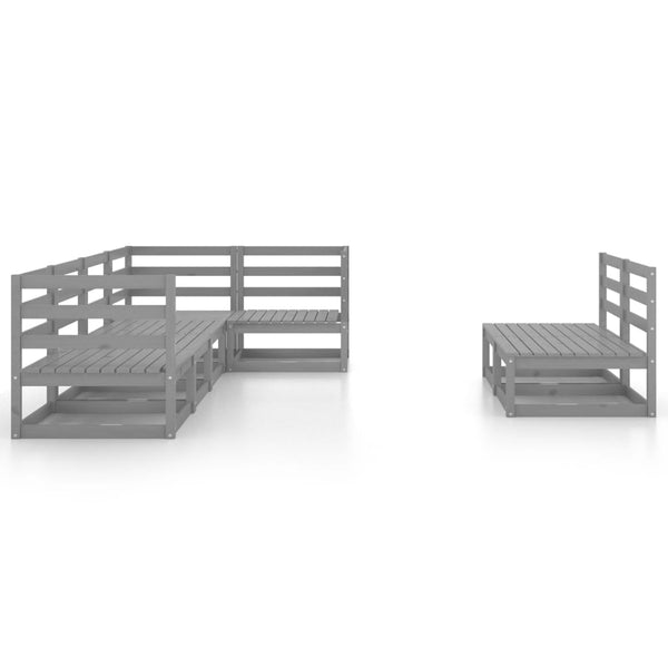 7-tlg. Garten-Lounge-Set Grau Massivholz Kiefer