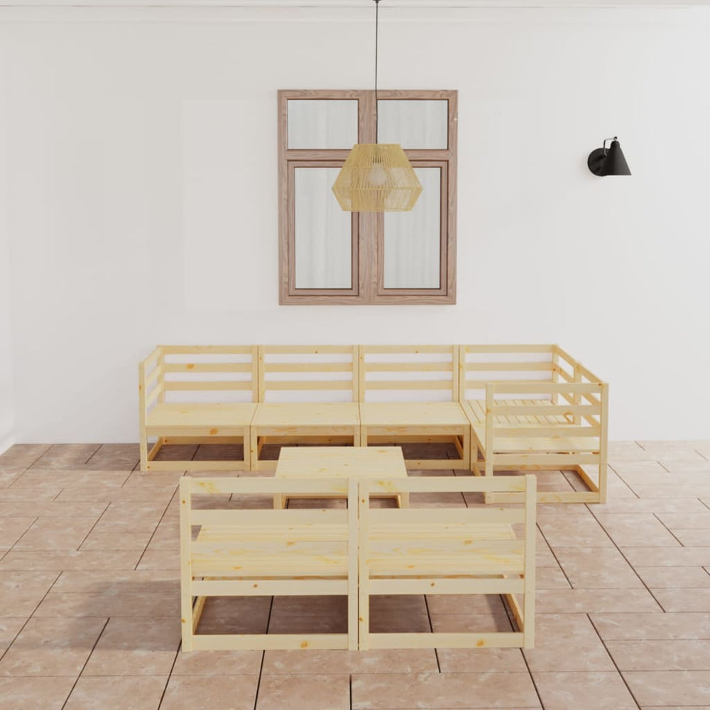 8-tlg. Garten-Lounge-Set Massivholz Kiefer