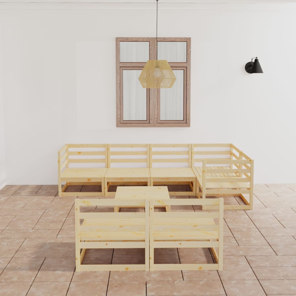 8-tlg. Garten-Lounge-Set Massivholz Kiefer