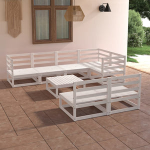 8-tlg. Garten-Lounge-Set Weiß Massivholz Kiefer