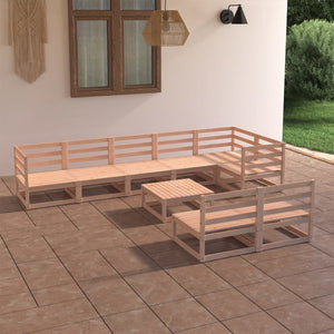 9-tlg. Garten-Lounge-Set Massivholz Kiefer