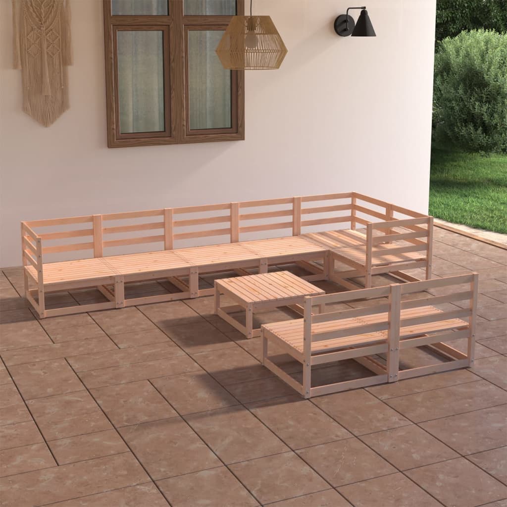 9-tlg. Garten-Lounge-Set Massivholz Kiefer