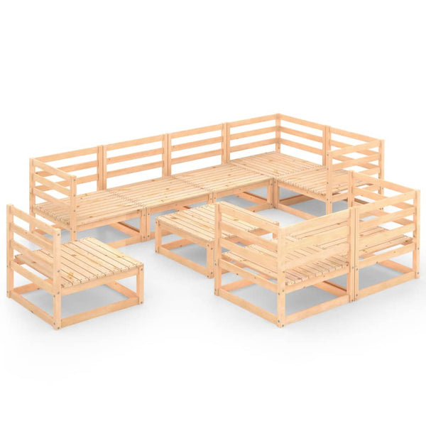 9-tlg. Garten-Lounge-Set Massivholz Kiefer