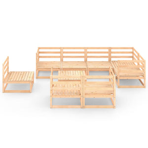 9-tlg. Garten-Lounge-Set Massivholz Kiefer