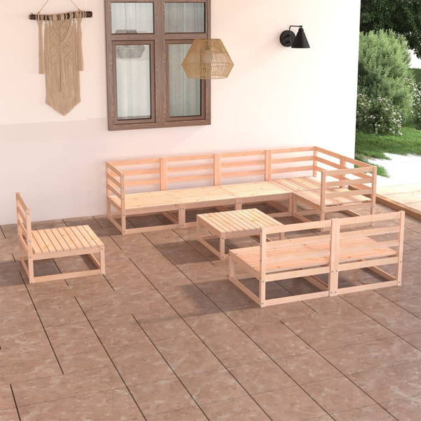 9-tlg. Garten-Lounge-Set Massivholz Kiefer