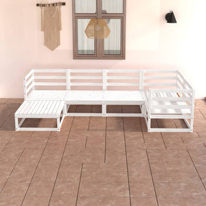 6-tlg. Garten-Lounge-Set Weiß Massivholz Kiefer
