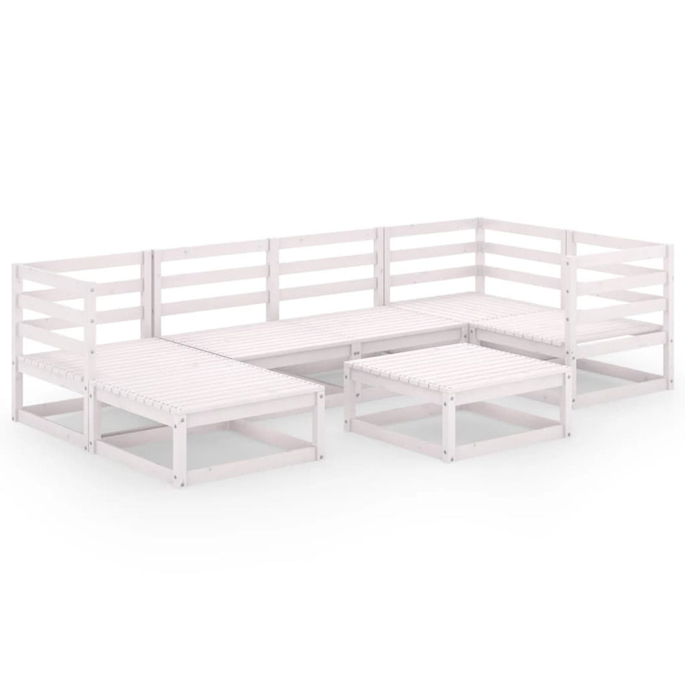 7-tlg. Garten-Lounge-Set Weiß Massivholz Kiefer