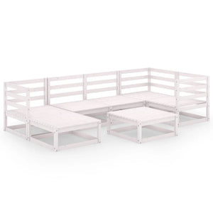 7-tlg. Garten-Lounge-Set Weiß Massivholz Kiefer