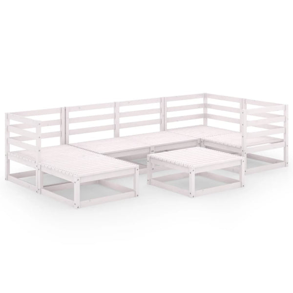 7-tlg. Garten-Lounge-Set Weiß Massivholz Kiefer