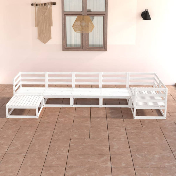 7-tlg. Garten-Lounge-Set Weiß Massivholz Kiefer