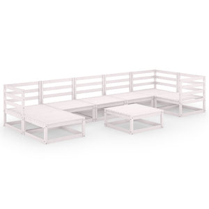 8-tlg. Garten-Lounge-Set Weiß Kiefer Massivholz