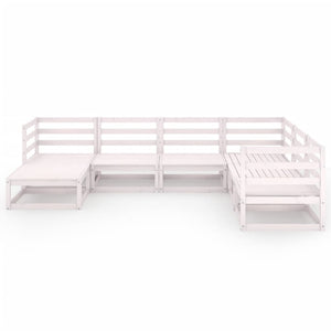 7-tlg. Garten-Lounge-Set Weiß Kiefer Massivholz