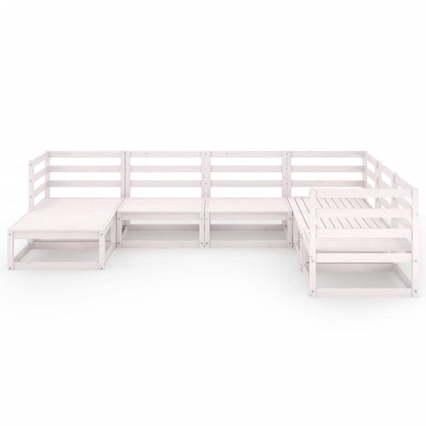 7-tlg. Garten-Lounge-Set Weiß Kiefer Massivholz