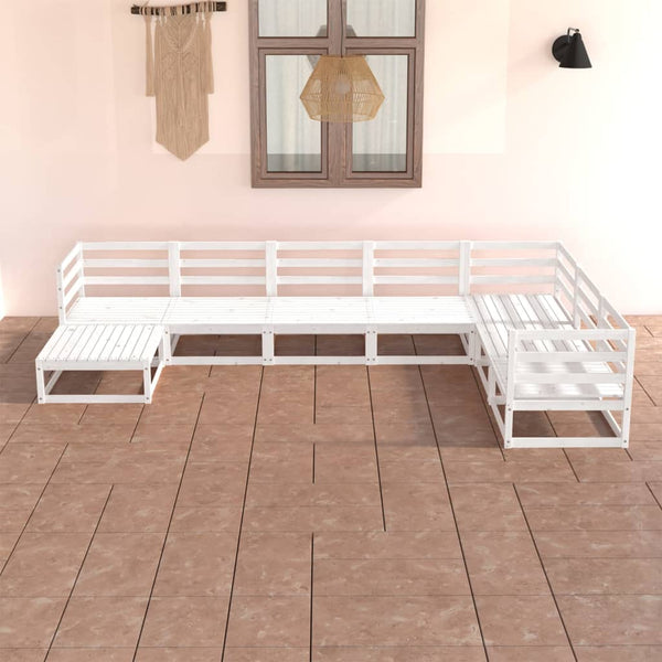 7-tlg. Garten-Lounge-Set Weiß Kiefer Massivholz