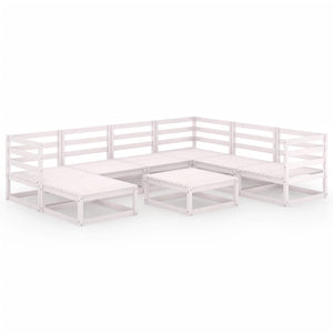 8-tlg. Garten-Lounge-Set Weiß Kiefer Massivholz