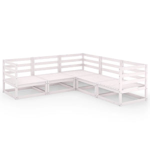 5-tlg. Garten-Lounge-Set Weiß Kiefer Massivholz