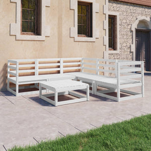 6-tlg. Garten-Lounge-Set Weiß Kiefer Massivholz