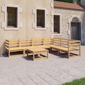 7-tlg. Garten-Lounge-Set Massivholz Kiefer
