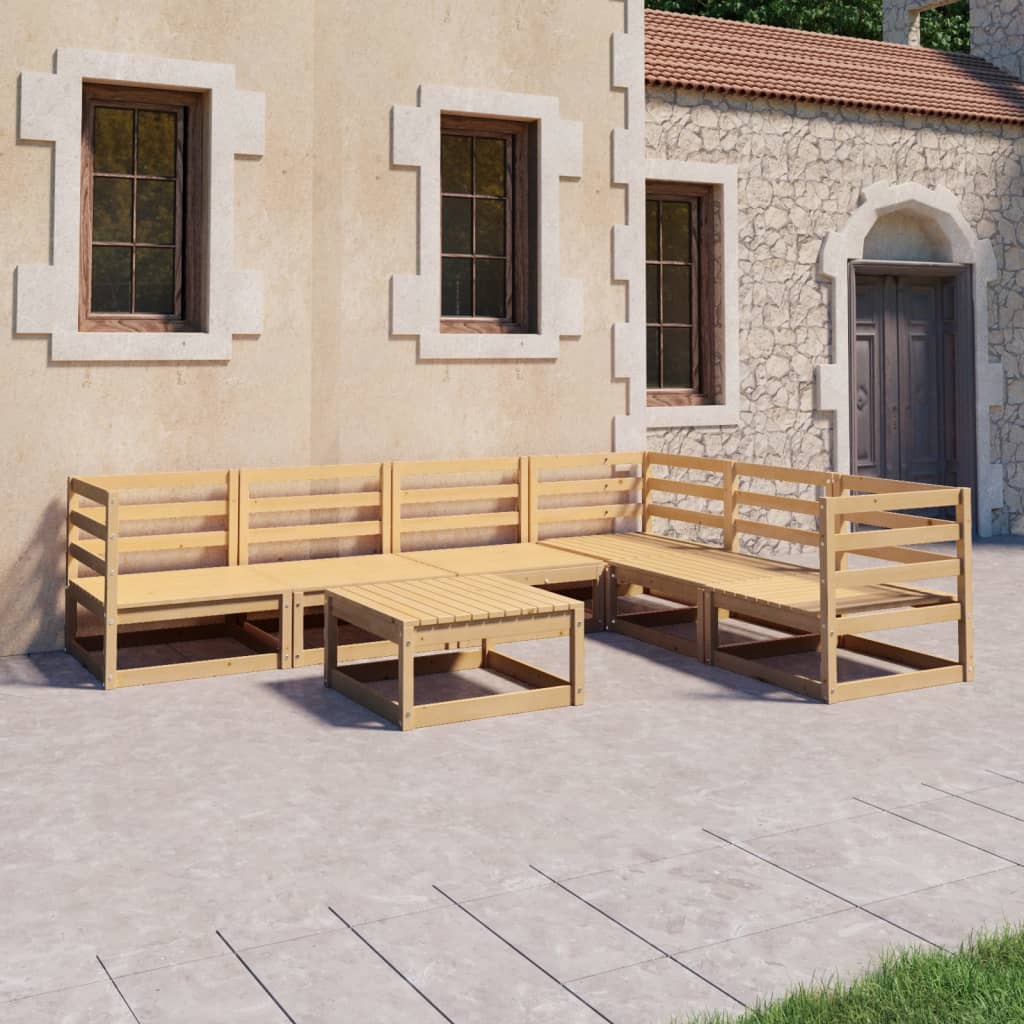 7-tlg. Garten-Lounge-Set Massivholz Kiefer
