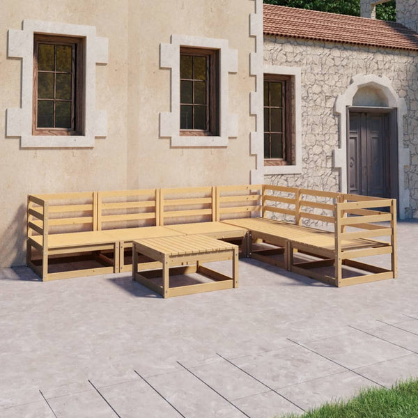 7-tlg. Garten-Lounge-Set Massivholz Kiefer