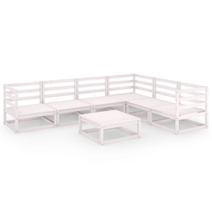 7-tlg. Garten-Lounge-Set Weiß Kiefer Massivholz