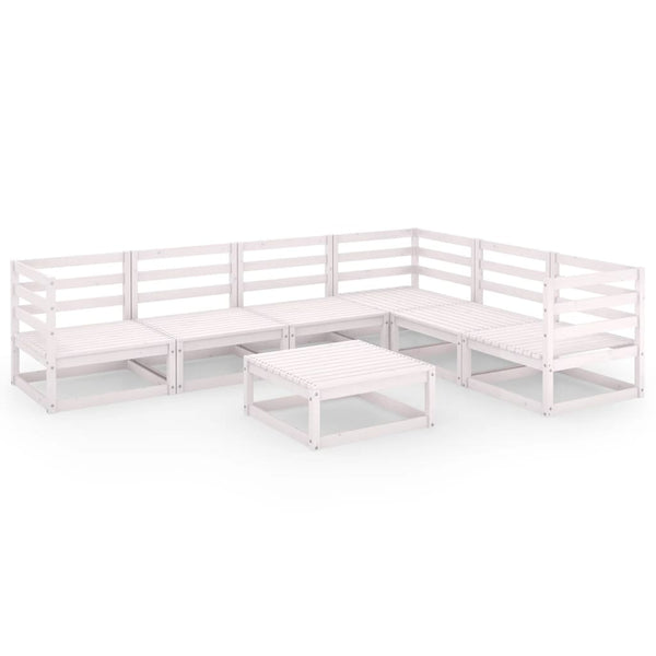 7-tlg. Garten-Lounge-Set Weiß Kiefer Massivholz