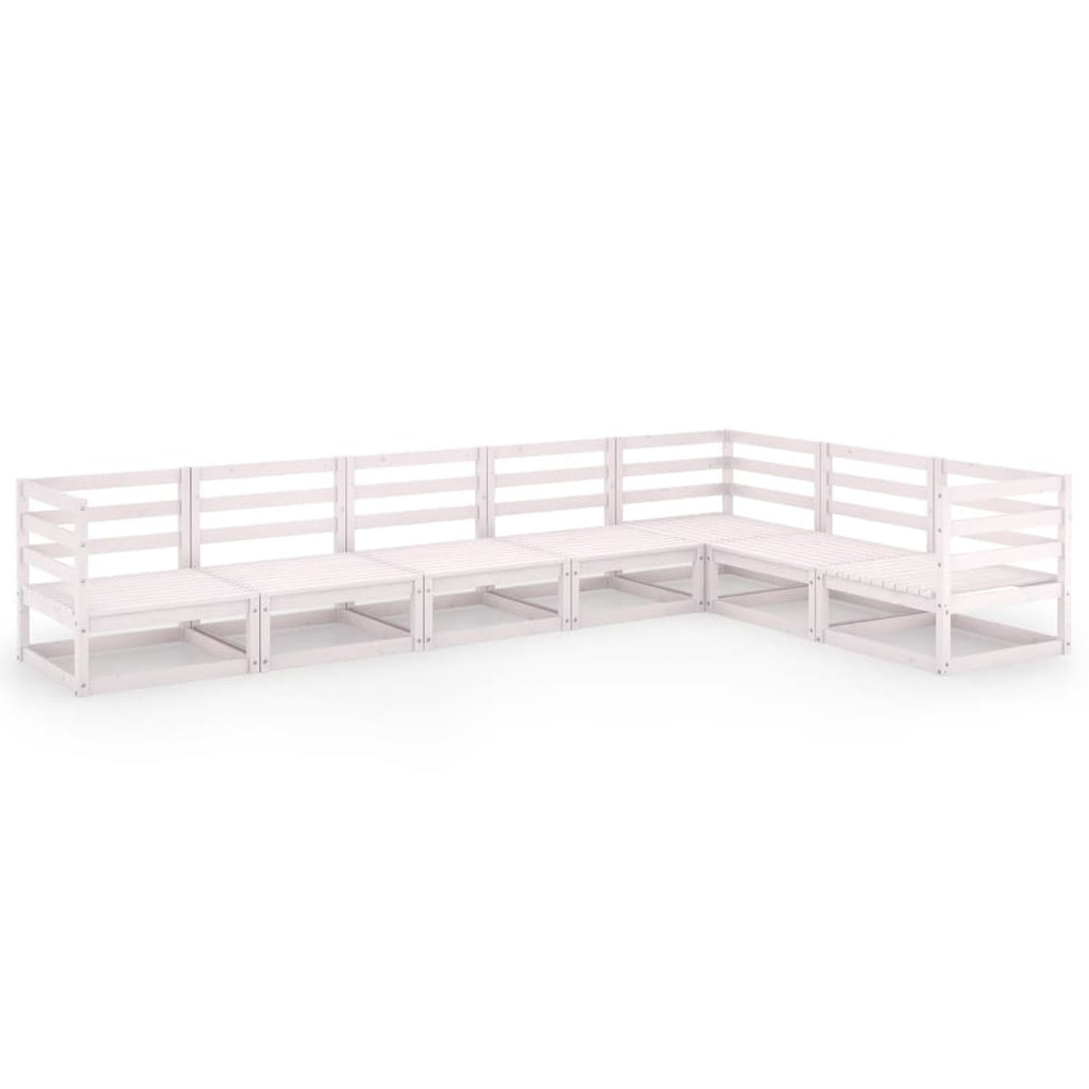 7-tlg. Garten-Lounge-Set Weiß Kiefer Massivholz