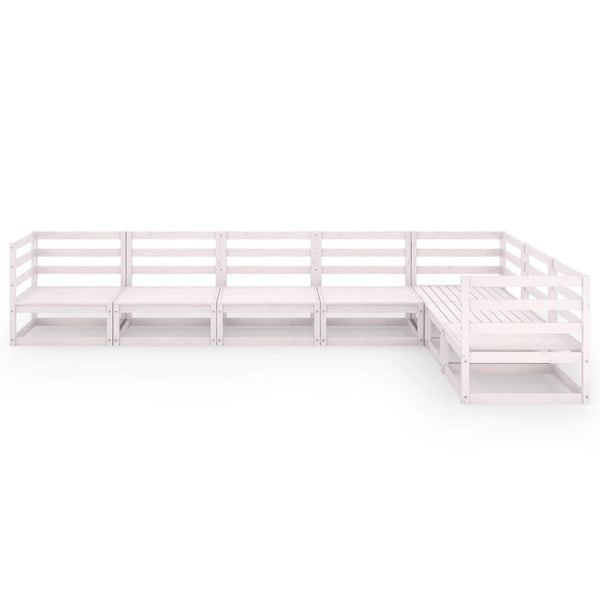 7-tlg. Garten-Lounge-Set Weiß Kiefer Massivholz