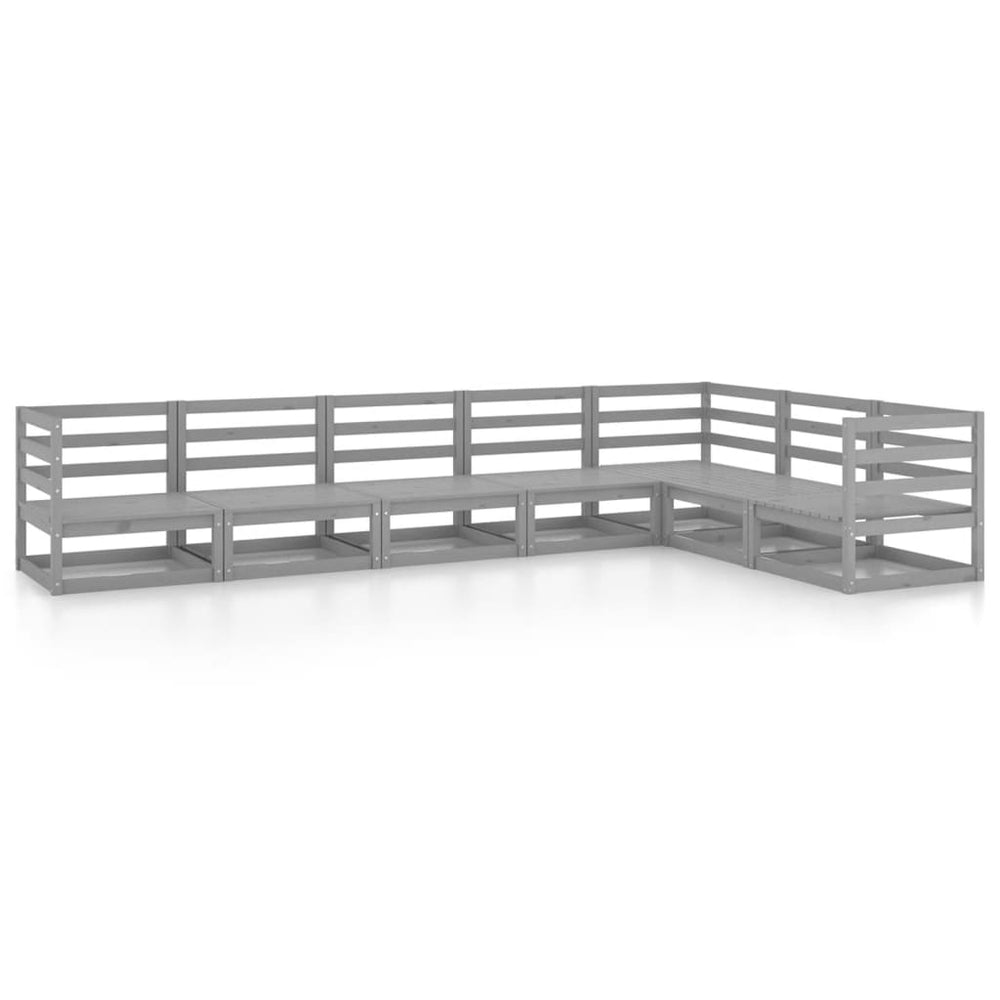 7-tlg. Garten-Lounge-Set Grau Kiefer Massivholz