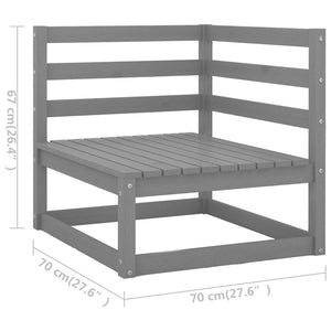 7-tlg. Garten-Lounge-Set Grau Kiefer Massivholz