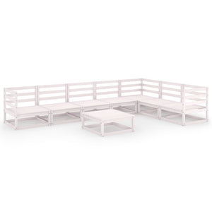 8-tlg. Garten-Lounge-Set Weiß Kiefer Massivholz