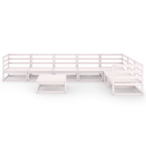 8-tlg. Garten-Lounge-Set Weiß Kiefer Massivholz