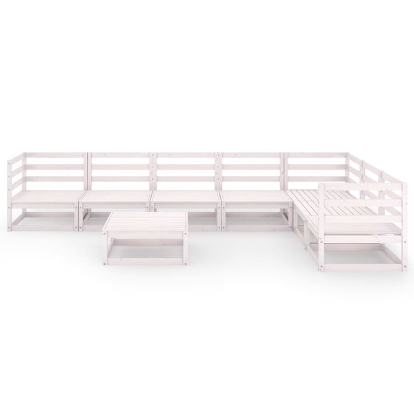 8-tlg. Garten-Lounge-Set Weiß Kiefer Massivholz