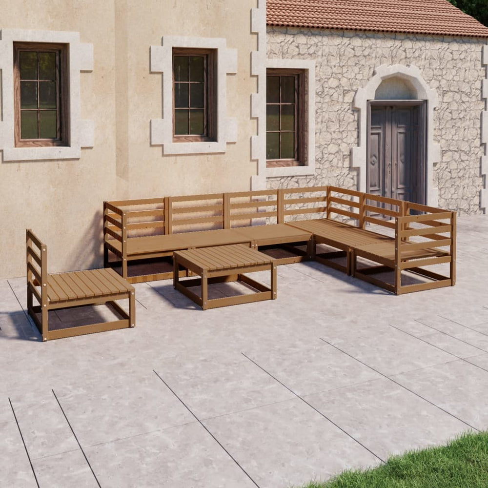 8-tlg. Garten-Lounge-Set Honigbraun Massivholz Kiefer