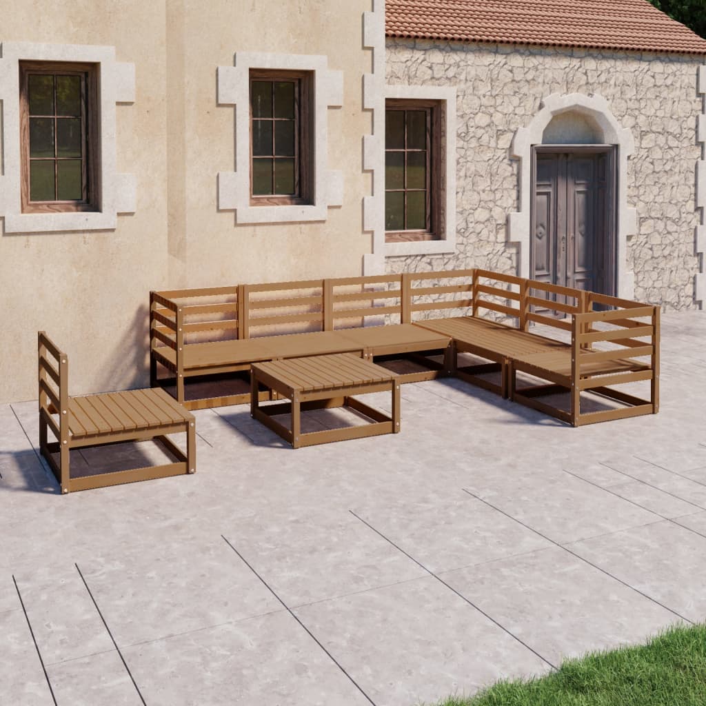 vidaXL Salon de jardin 8 pcs marron miel Bois de pin massif