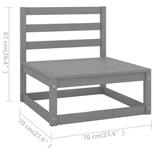8-tlg. Garten-Lounge-Set Grau Kiefer Massivholz