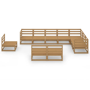 vidaXL Salon de jardin 10 pcs Marron miel Bois de pin massif