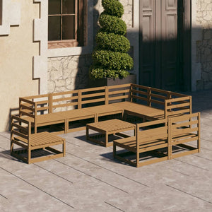 vidaXL Salon de jardin 10 pcs Marron miel Bois de pin massif