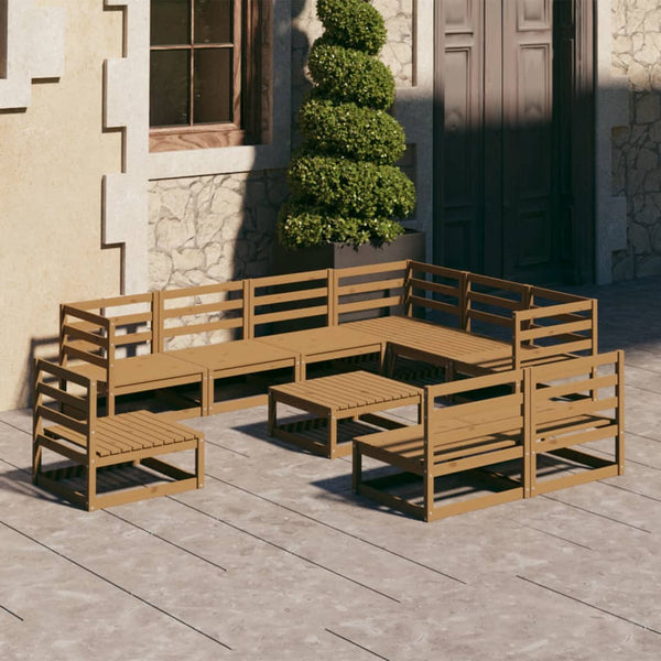 vidaXL Salon de jardin 10 pcs Marron miel Bois de pin massif