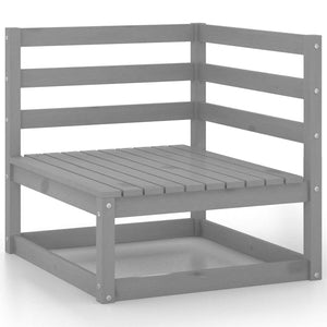 9-tlg. Garten-Lounge-Set Grau Kiefer Massivholz