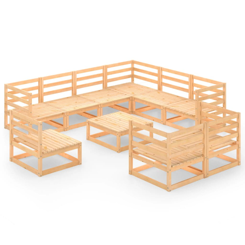 10-tlg. Garten-Lounge-Set Massivholz Kiefer