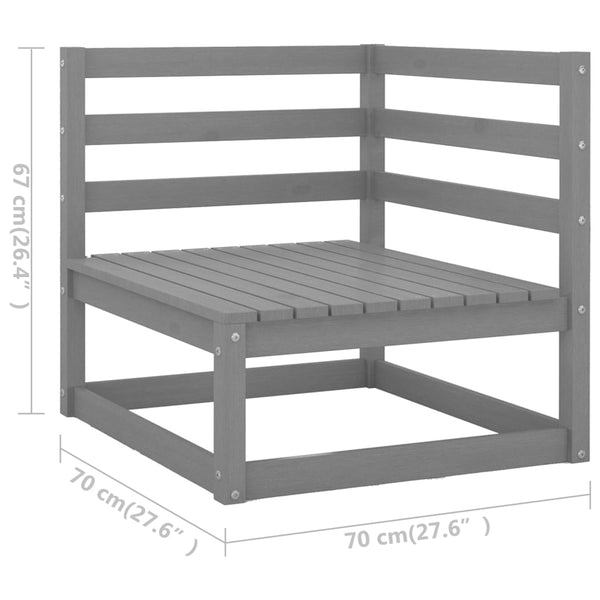 7-tlg. Garten-Lounge-Set Grau Kiefer Massivholz