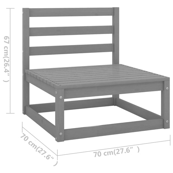 7-tlg. Garten-Lounge-Set Grau Kiefer Massivholz