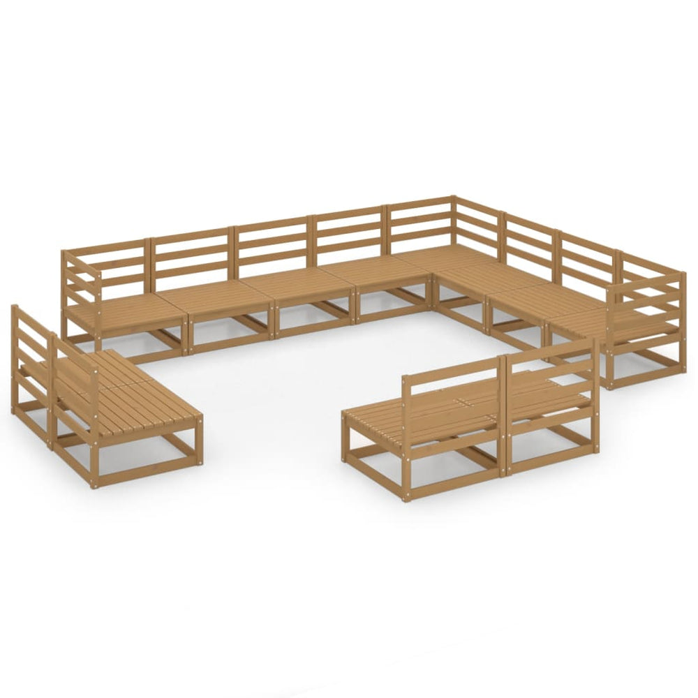 vidaXL Salon de jardin 12 pcs Bois de pin massif Marron miel