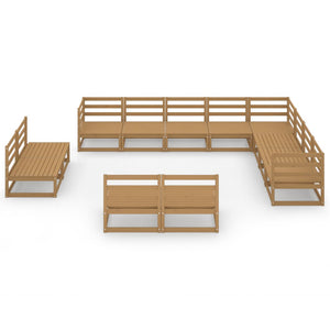 12-tlg. Garten-Lounge-Set Honigbraun Massivholz Kiefer