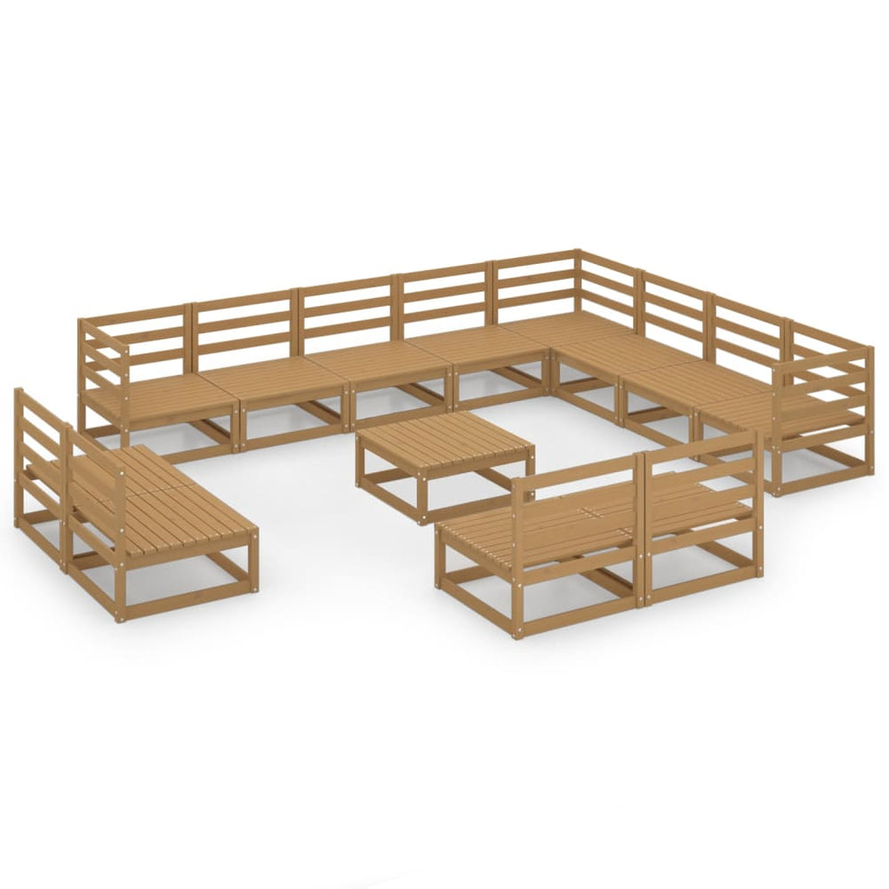 vidaXL Ensemble de mobilier de jardin 13 pièces Marron miel Bois de pin massif